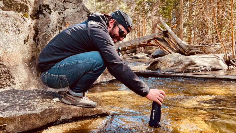 backpacking water filter - filtering out harmful bacteria has never been easier, simply fill...