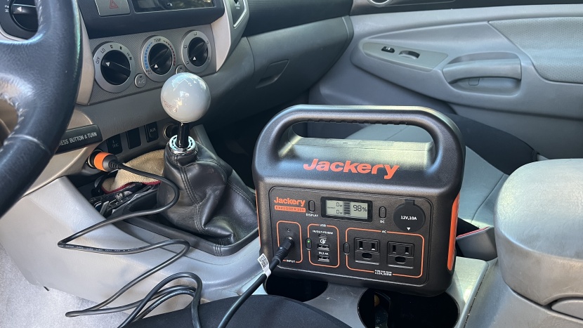 jackery explorer 300 - charging the 300 with the included carport cable.