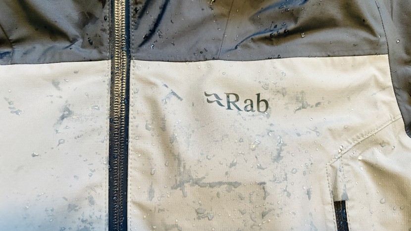 rab arc eco for women - a bit of water absorption into the face fabric of the arc eco during...