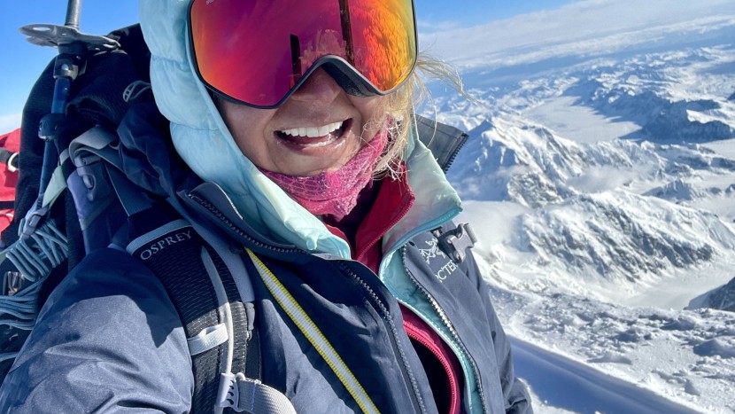 the beta ar at 20,310' on a windy summit day on denali, north...