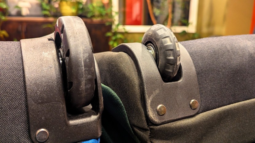comparing the new daylite's upgraded wheels (left) against the old...