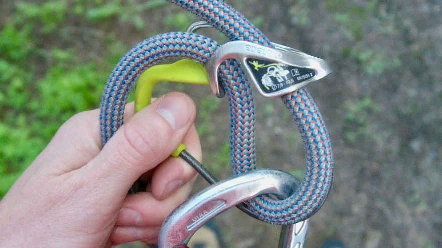 edelrid mega jul - the edelrid mega jul rigged for a top rope or lead belay. in this...