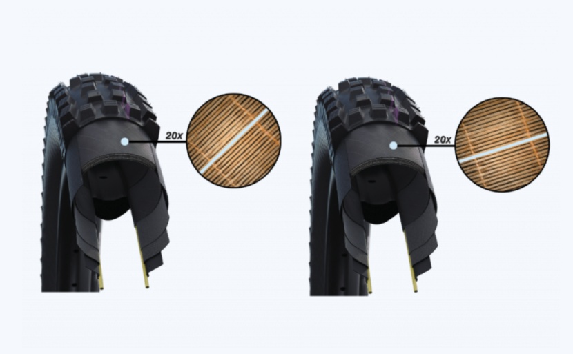 schwalbe magic mary radial trail pro - taken from the schwalbe website, old on the left and new on the right.