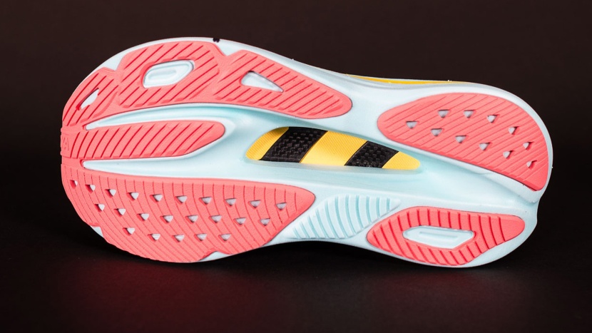 hoka skyward x for women - the high-abrasion rubber outsole adds traction around corners.