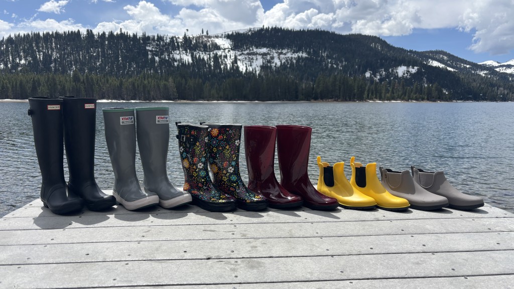 rain boots womens - testing the waterproofness of the boots at the lake.