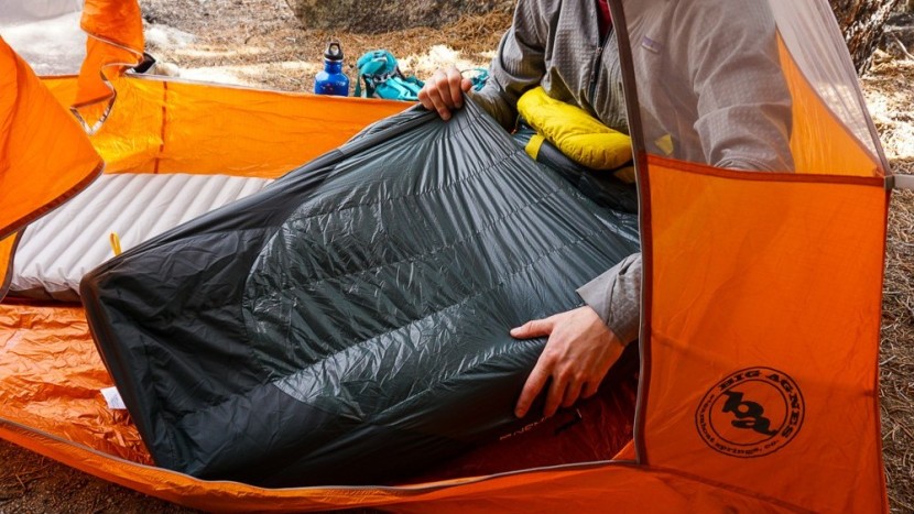backpacking sleeping bag - some models use different material on the footbox and hood to keep...