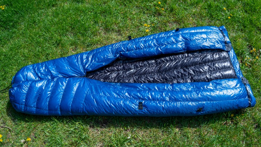 sleeping bag - the underside of this quilt-style sleeping bag shows its closed...