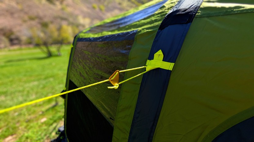 this tent is covered in strategically placed guylines. yes, they may...
