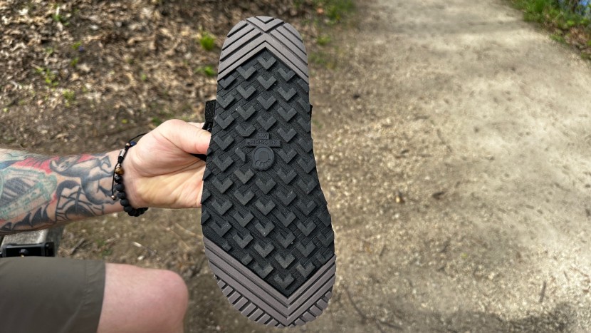 xero h-trail - a dual pattern sole has good traction in dry environments but is...