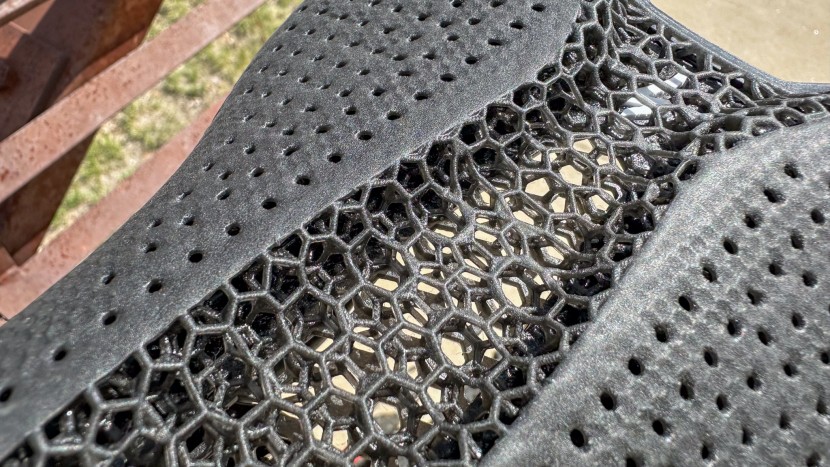 bike saddle - the complex, 3d printed top padding of the specialized s-works romin...