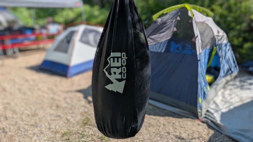 rei co-op hunkerdown 20 - just hangin&#039; around: our hunkerdown hanging in its mesh bag from a...