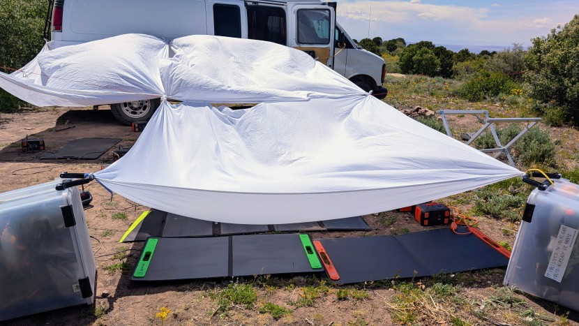 we used a big white sheet to simulate overcast conditions during...