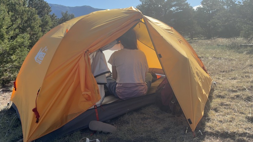rei co-op trail hut 2 - the trail hut is a two-person tent, but it&#039;s a tight fit.