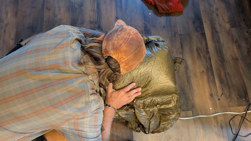 enlightened equipment copperfield wind shirt - you can see the wind from the fan billowing underneath the...