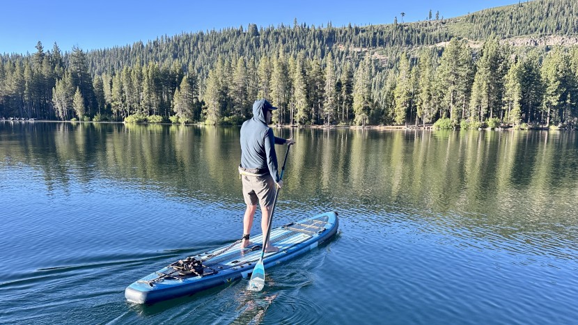 inflatable sup - a narrow, more pointed nose board like the blackfin is built to move.