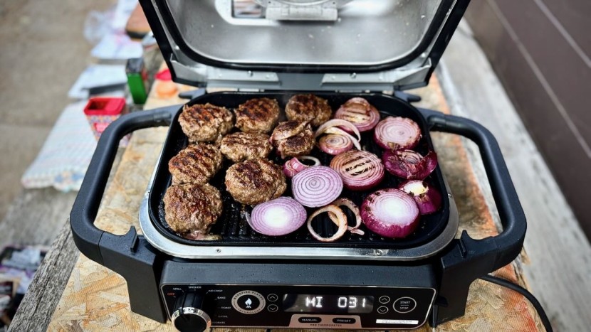 ninja woodfire outdoor grill &amp; smoker with thermometer - the cooking area of the ninja provides enough space for a small...