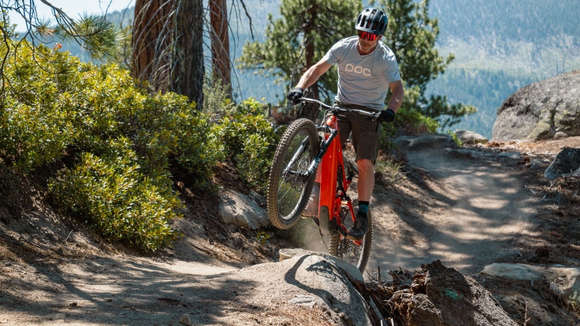 electric mountain bike - jumping while heading uphill is an almost e-bike-exclusive activity.