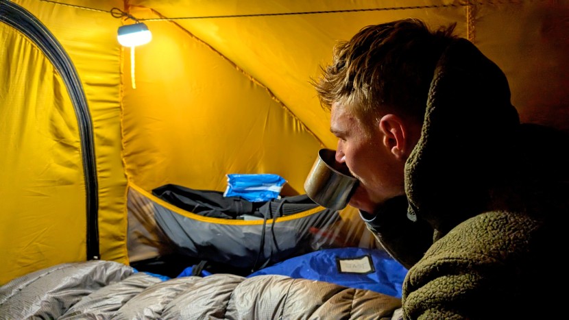 black diamond moji r+ - getting ready for the morning&#039;s summit. the  moji r+ produces plenty...