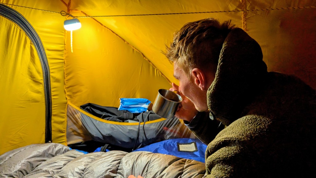 lantern - basecamp at 19,000 feet: using one of our lanterns during the early...