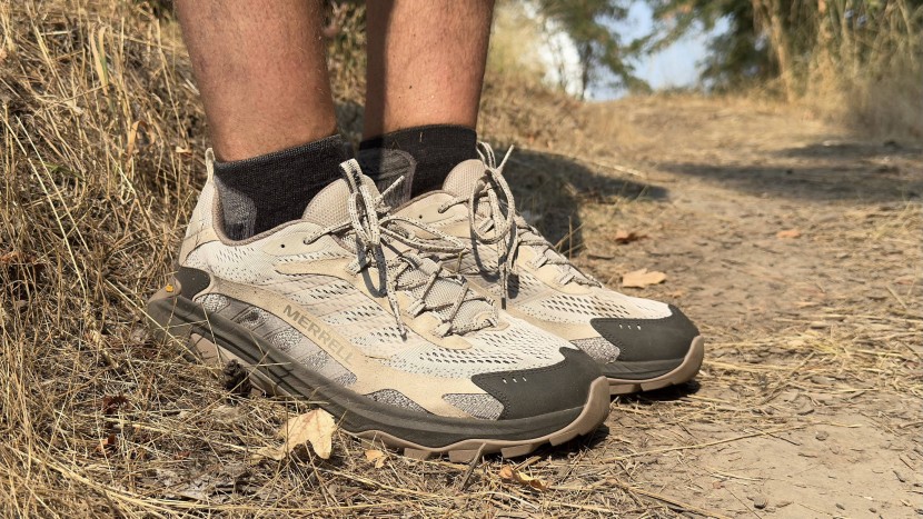 hiking shoes men - these merrell shoes use a lightweight mesh upper filled with holes...