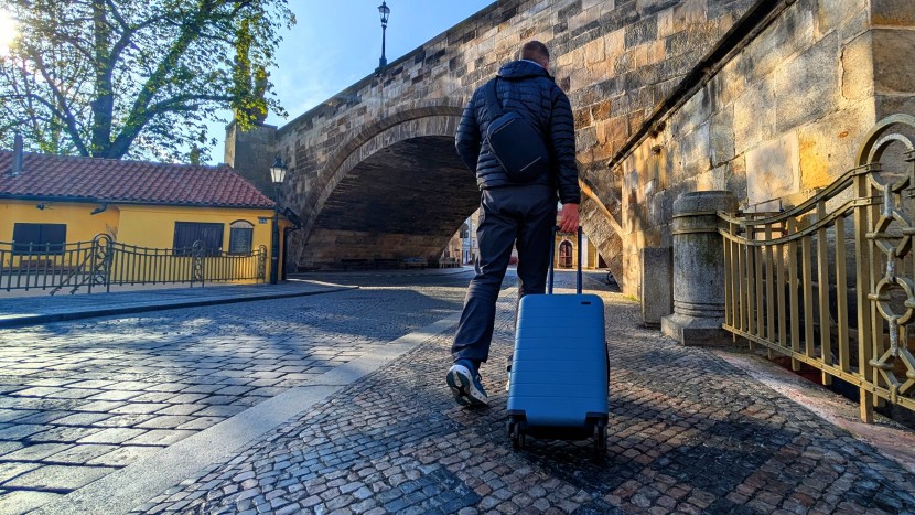 away the carry-on - heading to meet our taxi ride to the airport in prague.