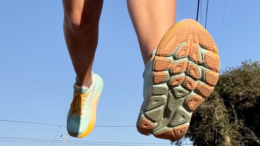 hoka clifton 10 for women - the outsole delivers reliable grip on dry and moderately wet...