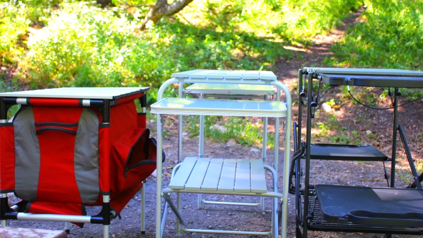 camping table - comparing a few of our cook station tables side by side.