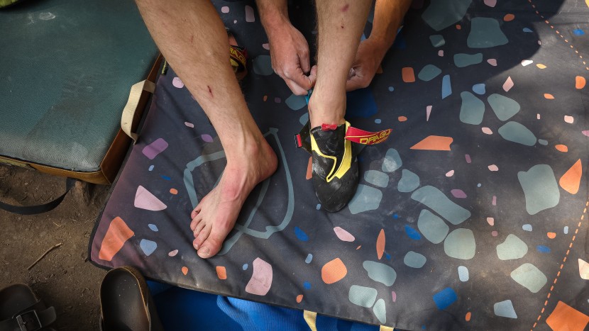 climbing shoes - you&#039;ll notice that our lead tester&#039;s naked foot looks very different...