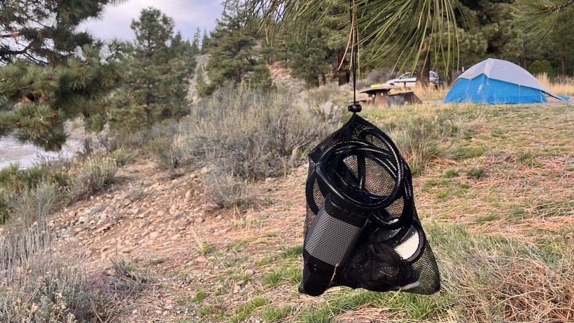 spopal 6000mah rechargeable - we liked being able to hang our disassembled shower from the trees...