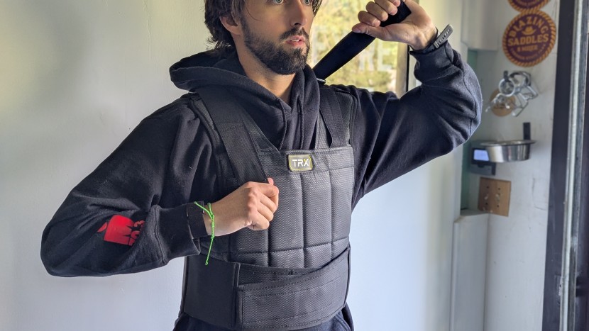 even though it goes on overhead, the trx is easy to put on and adjust.