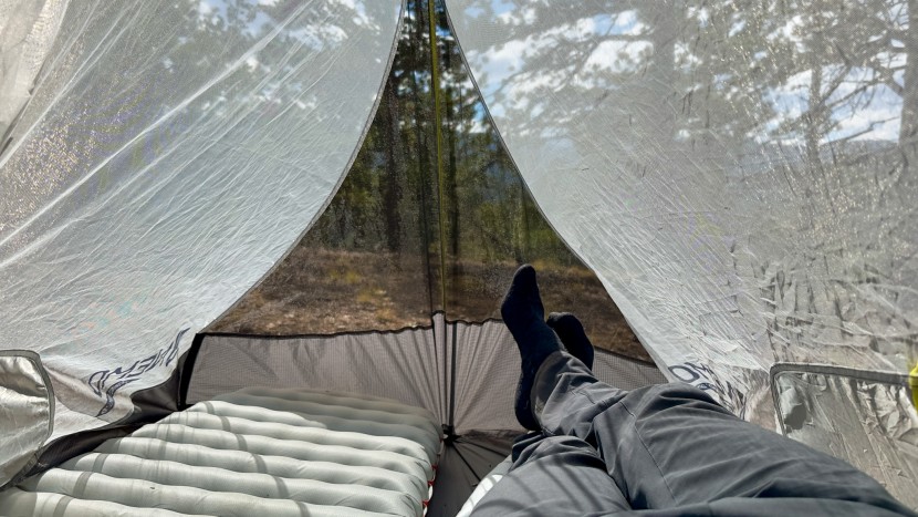 black mesh is also used at the foot of the tent, giving you a good...
