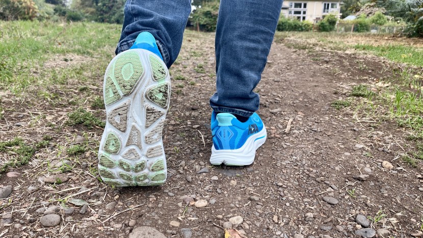 hoka clifton 10 - the modest lug depth and quality rubber provide adequate grip across...