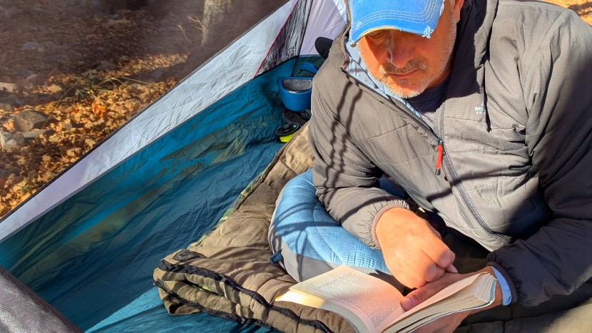 camping pillow - lounging on our therm-a-rest air head down pillow at camp. it...