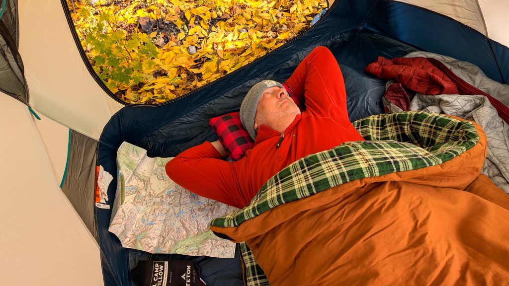 camping pillow - chillin&#039; in the crisp october air on our teton sports pillow.