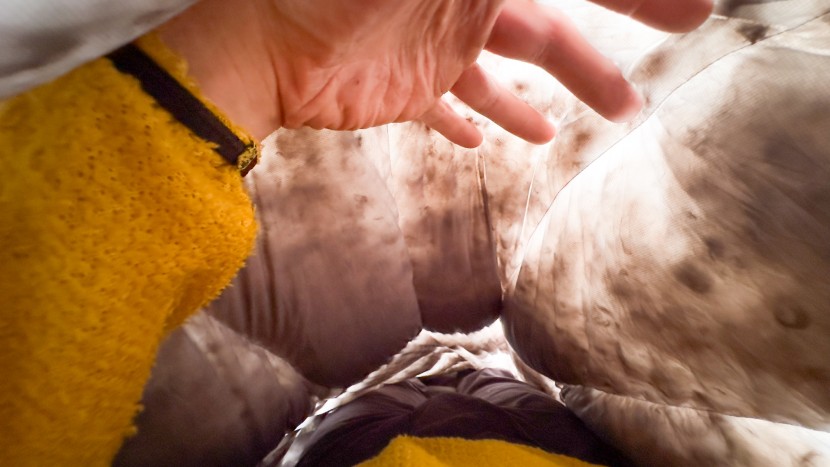 ultralight sleeping bag - the extremely thin materials used for the baffles of this quilt...