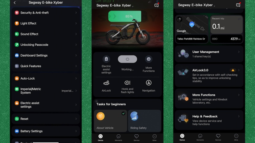 segway xyber - the segway app offers numerous ways to adjust and customize the bike.