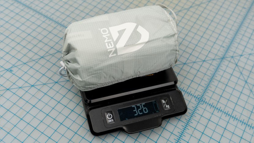 the entire nemo tensor elite comes in at 11.5 ounces / 326 grams.