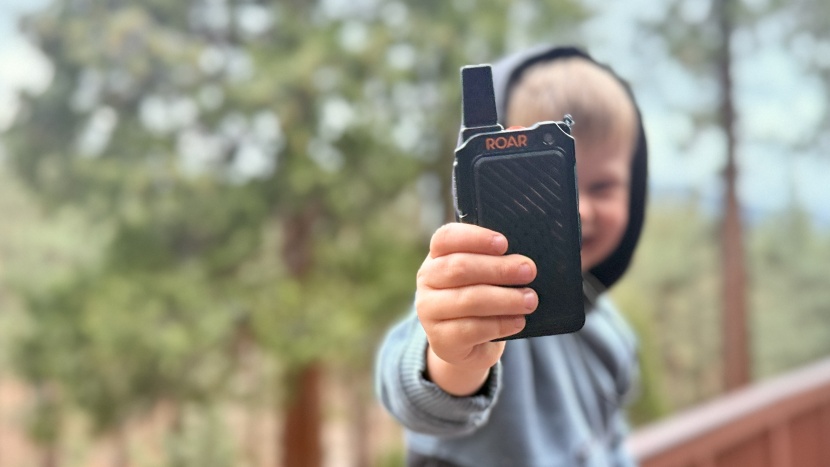 walkie talkies - 3-year-old gearlab tester with the roar.