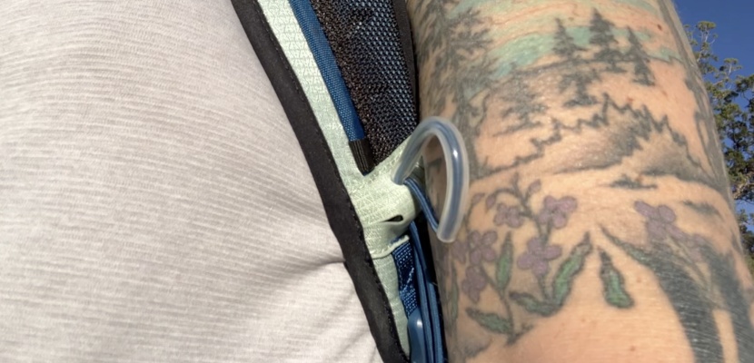 daypack - when this trekking pole strap is taut, it rubs against the arm...