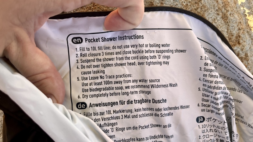 sea to summit pocket shower - the great thing about the pocket showers instructions is that...