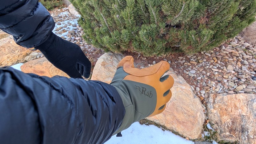 testing our smartwool gloves as a liner. they fit perfectly into...