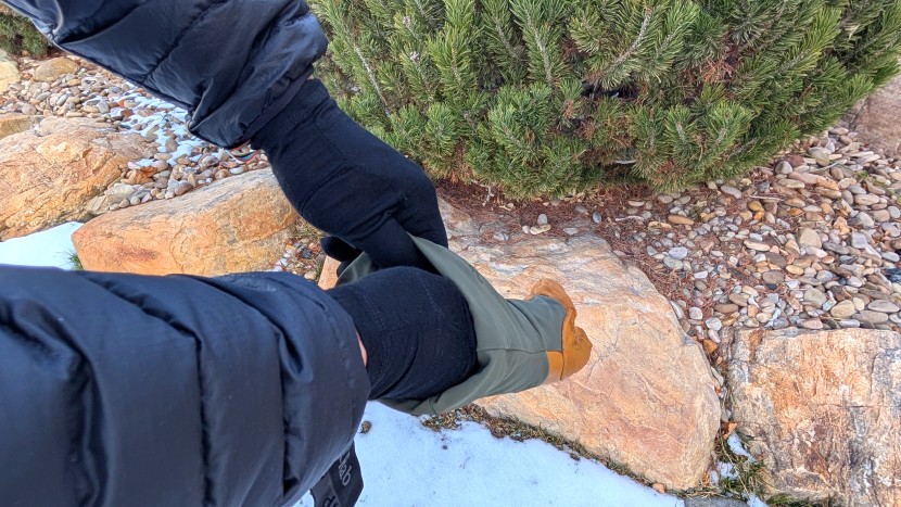 testing our smartwool gloves as a liner. they fit perfectly into...