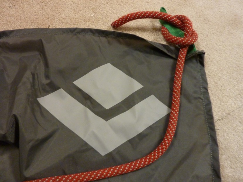 black diamond super chute - showing one of two tie in points for the ends of your rope to help...